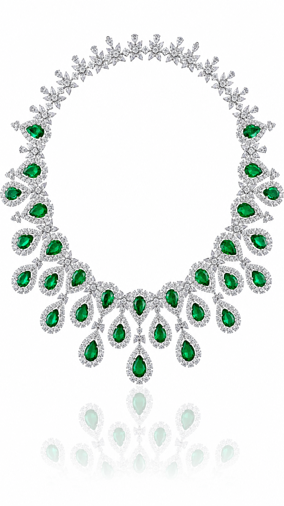Emerald Crown Cascade Diamond Necklace