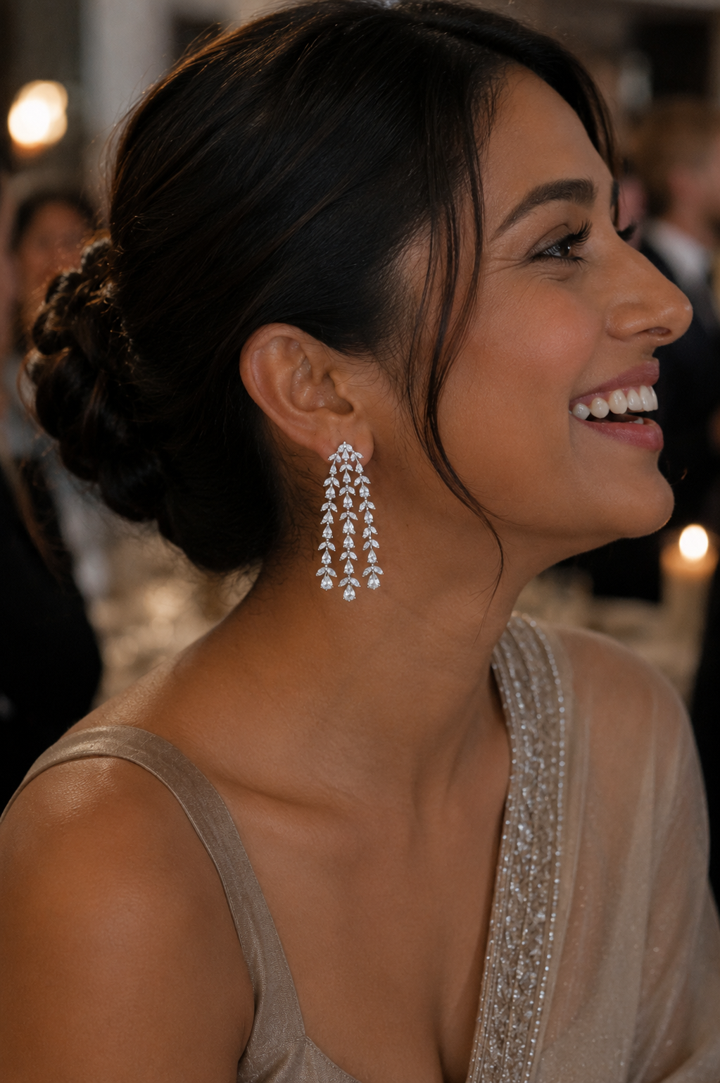 Diamond Cascade Fringe Statement Earrings