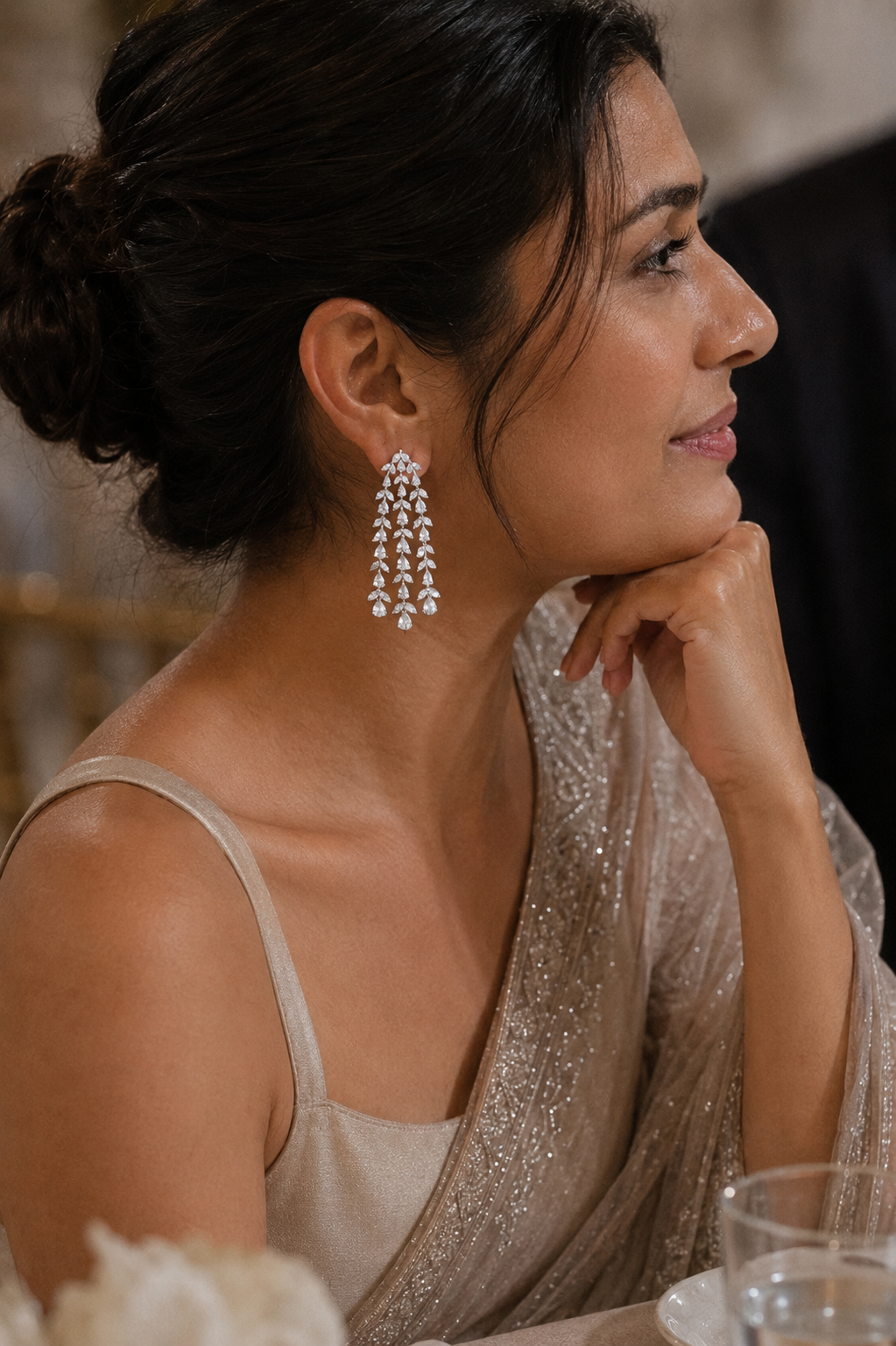 Diamond Cascade Fringe Statement Earrings