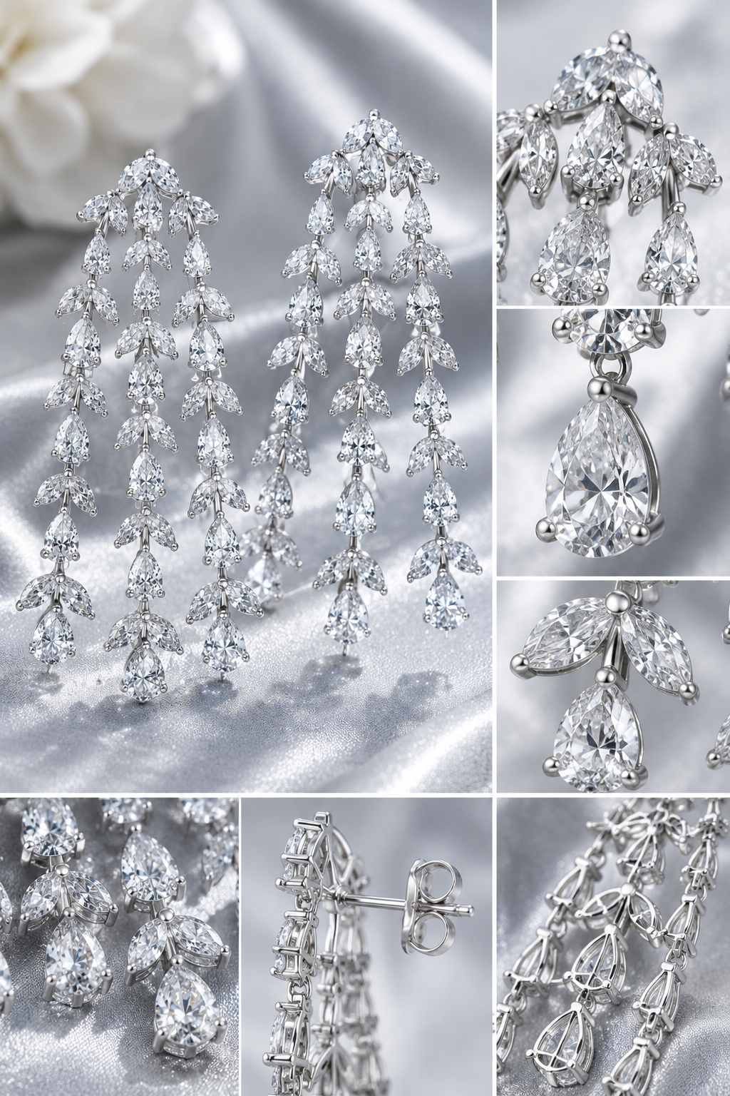 Diamond Cascade Fringe Statement Earrings