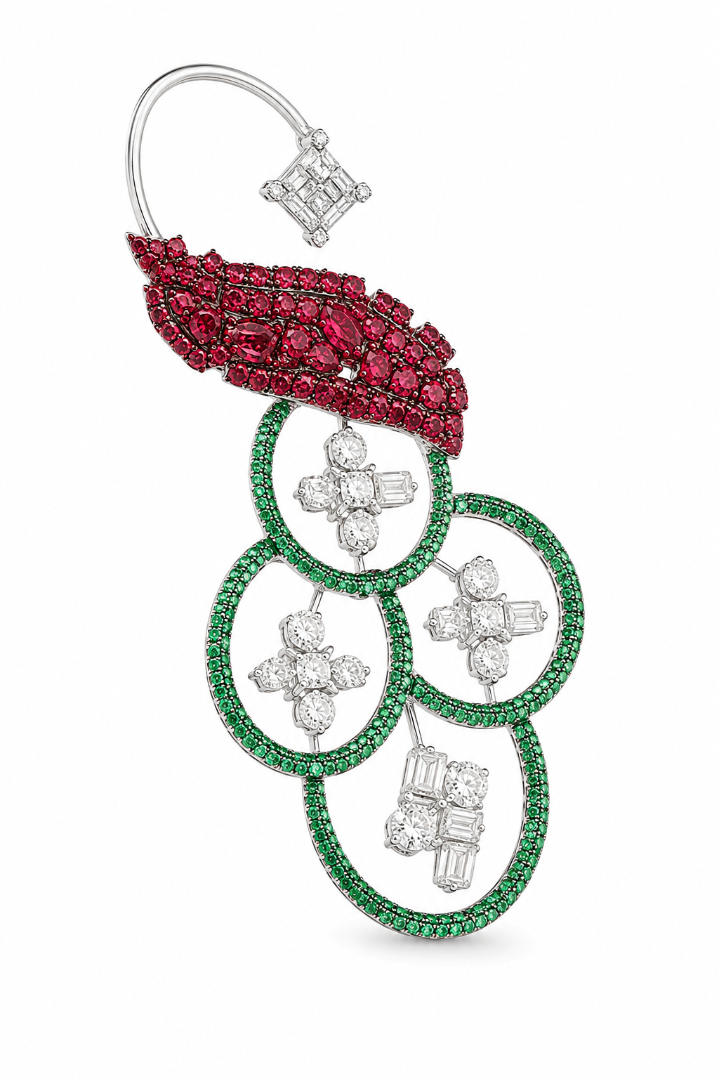 Ruby, Emerald & Diamond Scalloped Choker Set