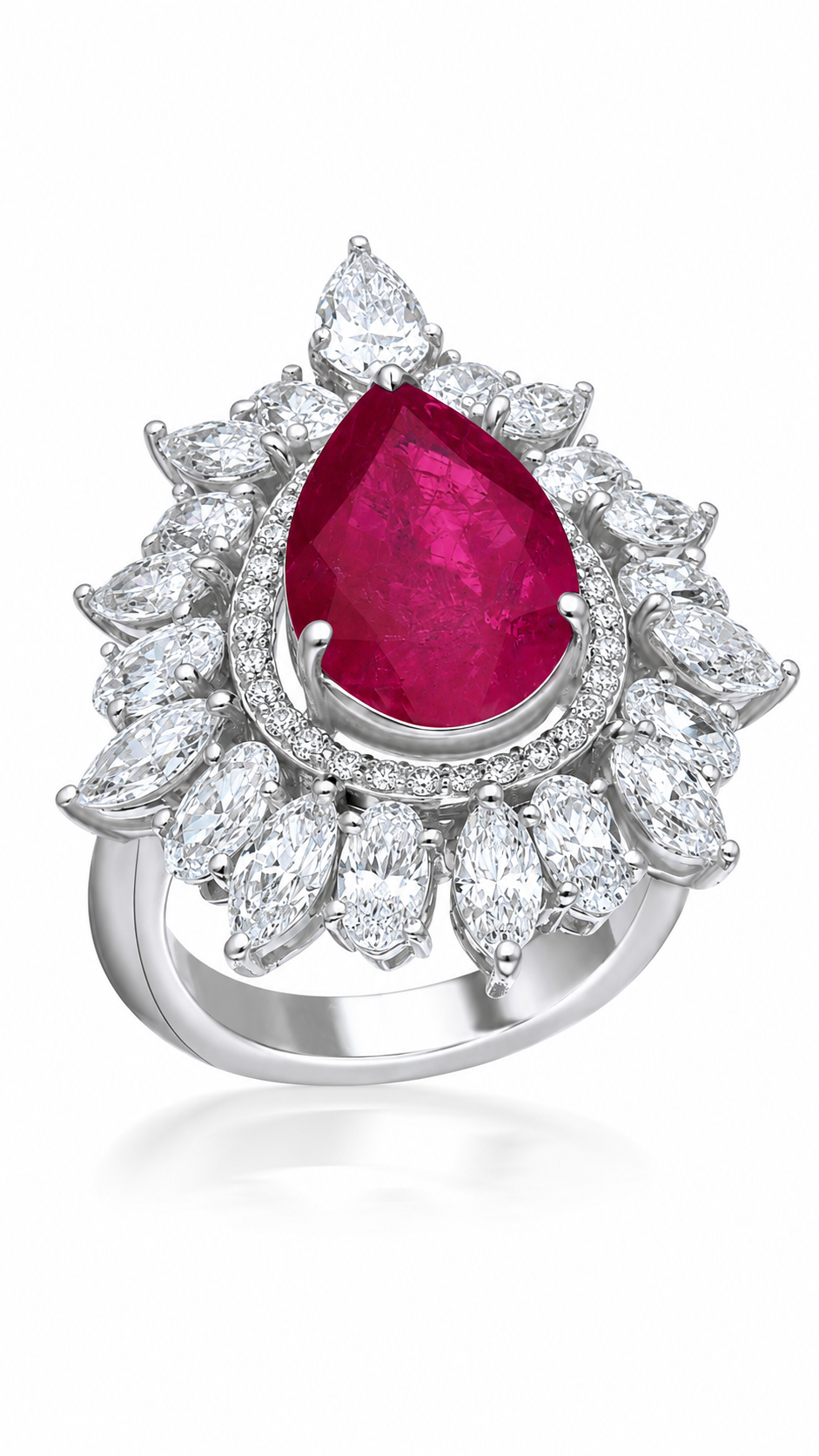 Royal Crimson Halo Statement Ring
