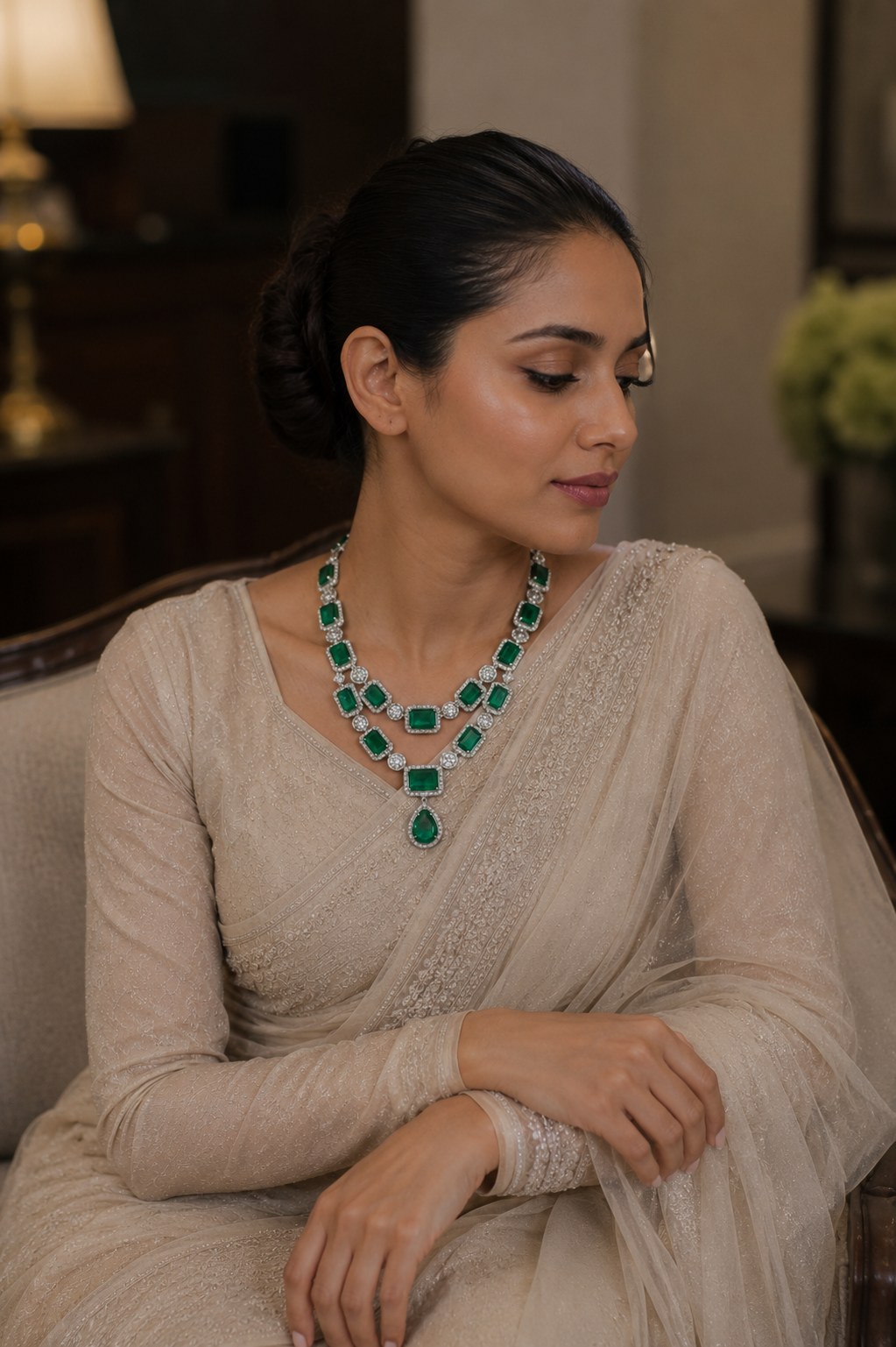 Emerald Royale Layered Diamond Necklace