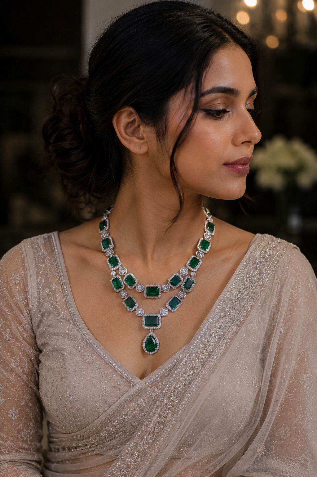 Emerald Royale Layered Diamond Necklace