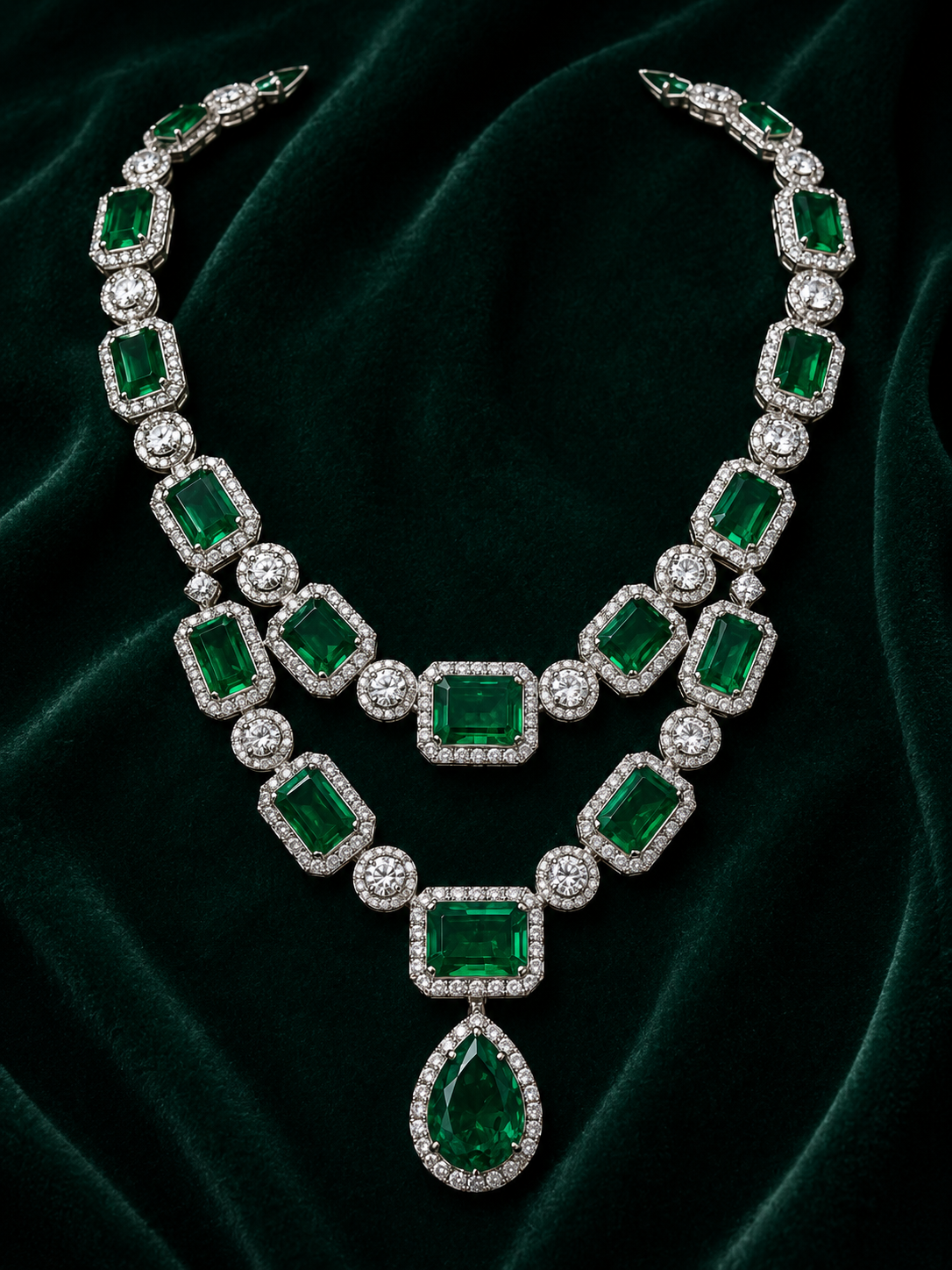 Emerald Royale Layered Diamond Necklace