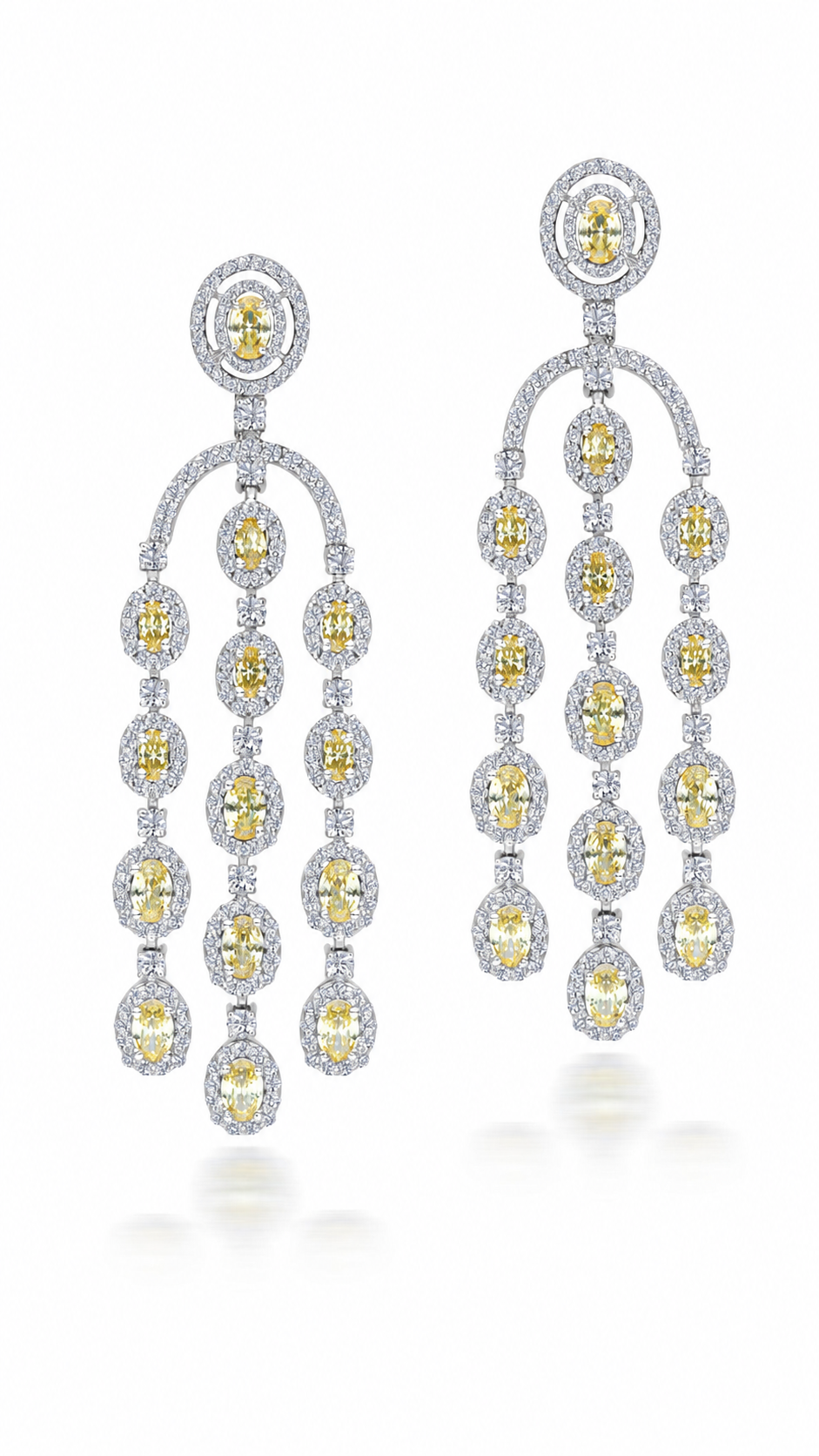 Yellow Diamond Triple Cascade Chandelier Earrings