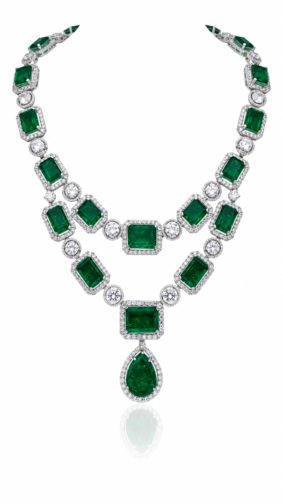 Emerald Royale Layered Diamond Necklace