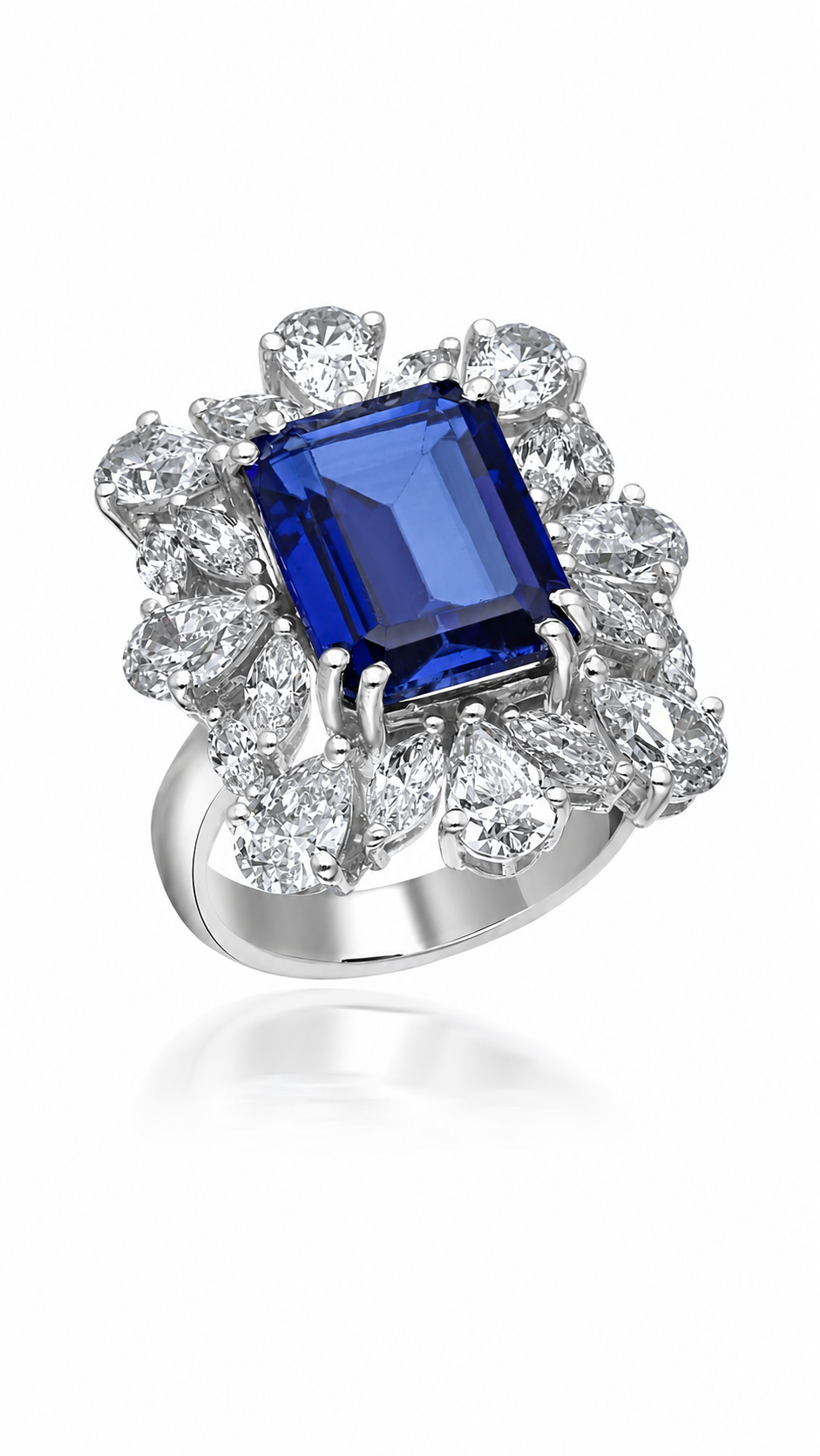 Midnight Sapphire Bloom Cocktail Ring