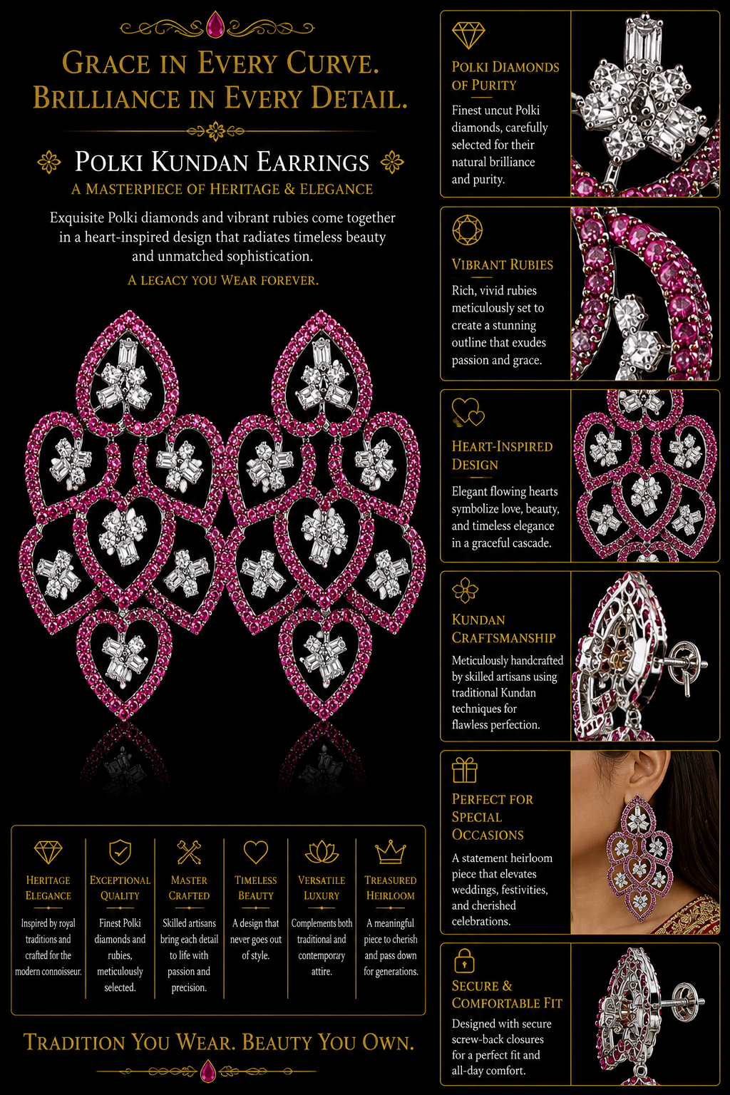 Pink Sapphire & Diamond Heart Motif Choker Set