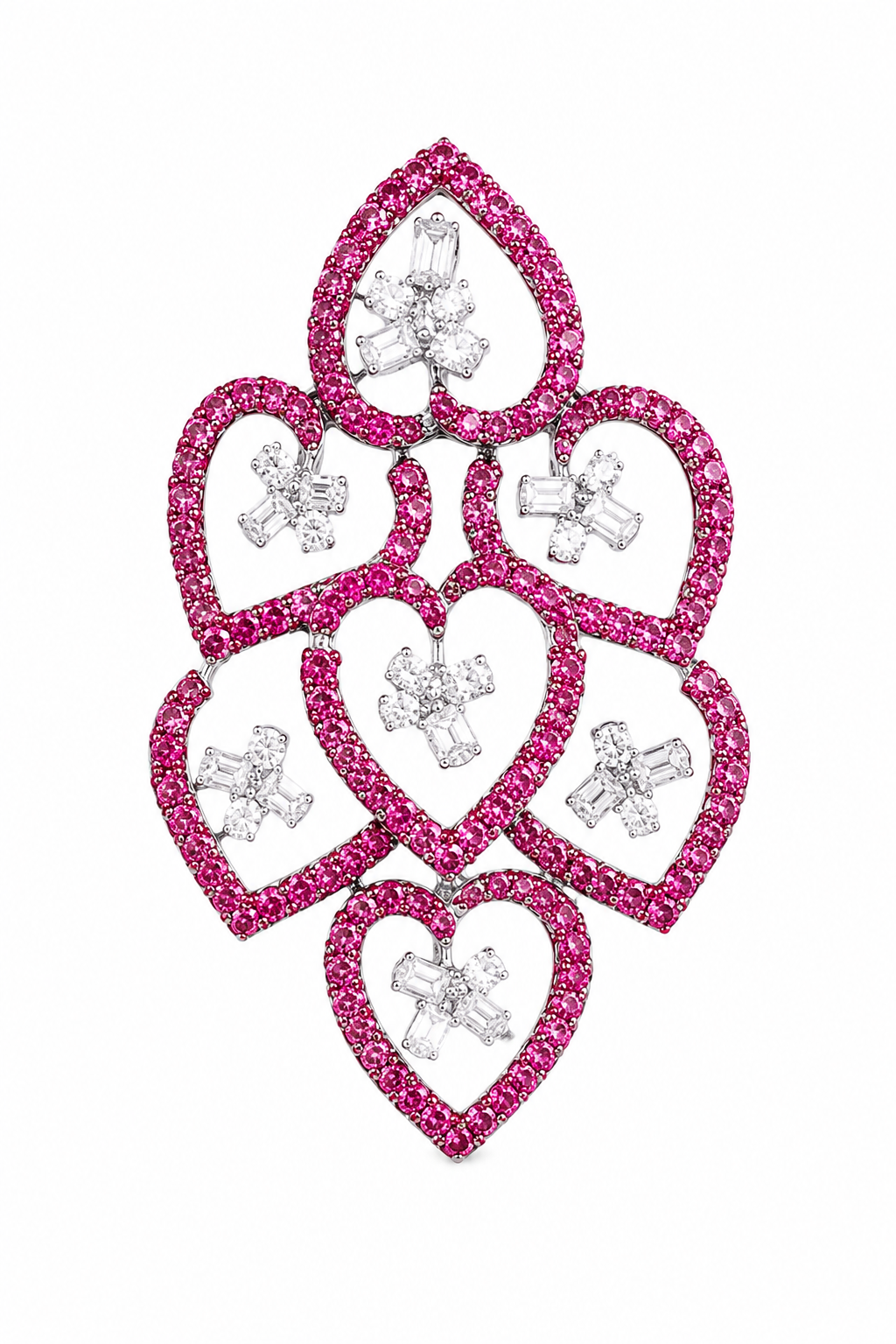 Pink Sapphire & Diamond Heart Motif Choker Set