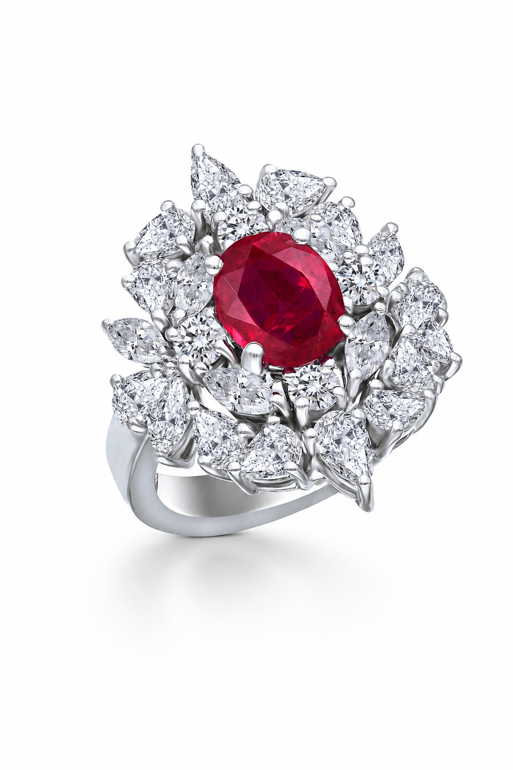 Ruby Blossom Diamond Cocktail Ring
