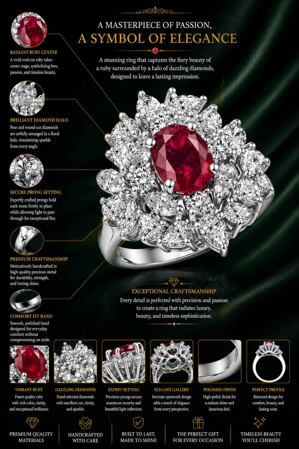 Ruby Blossom Diamond Cocktail Ring