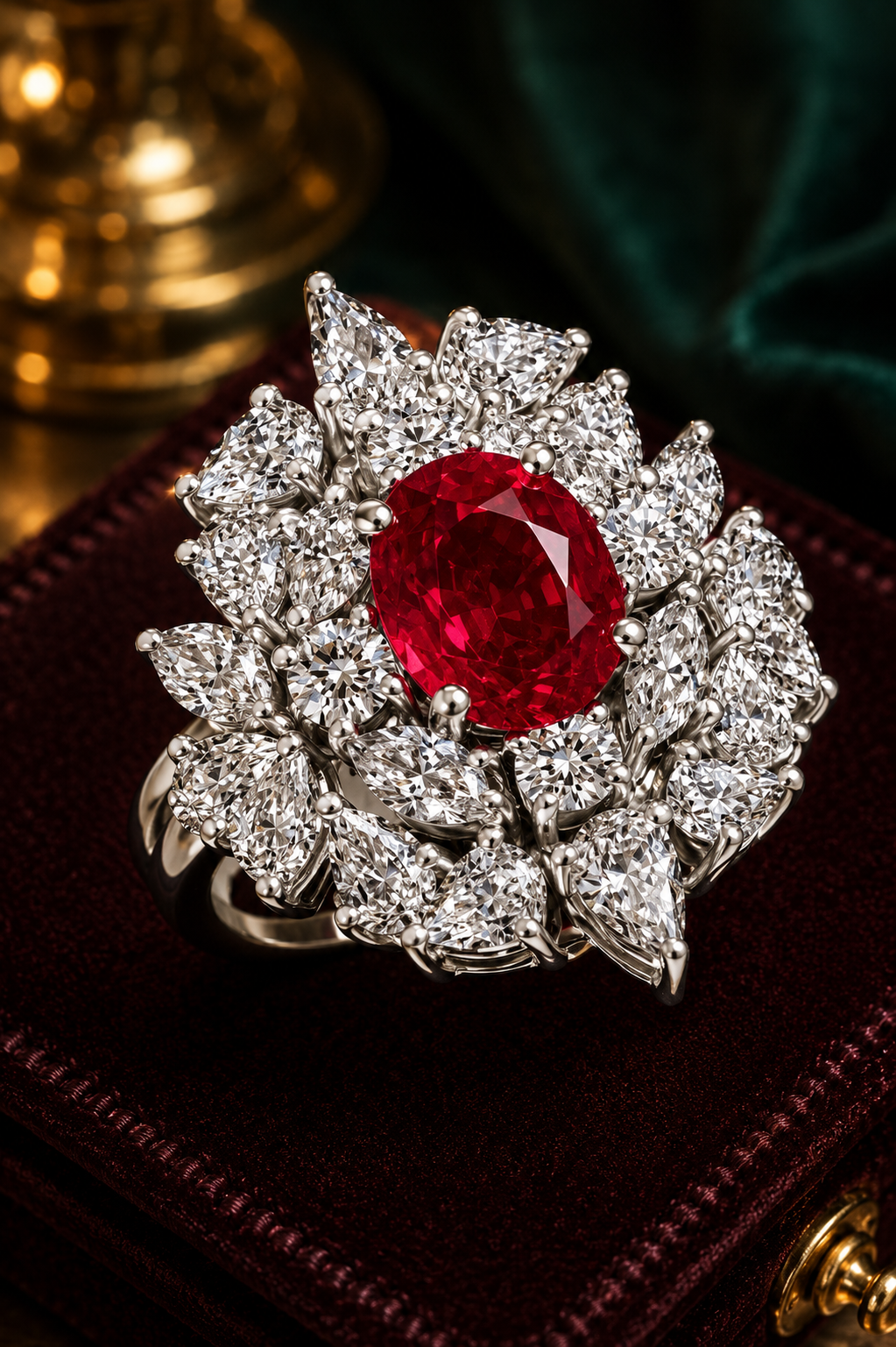 Ruby Blossom Diamond Cocktail Ring