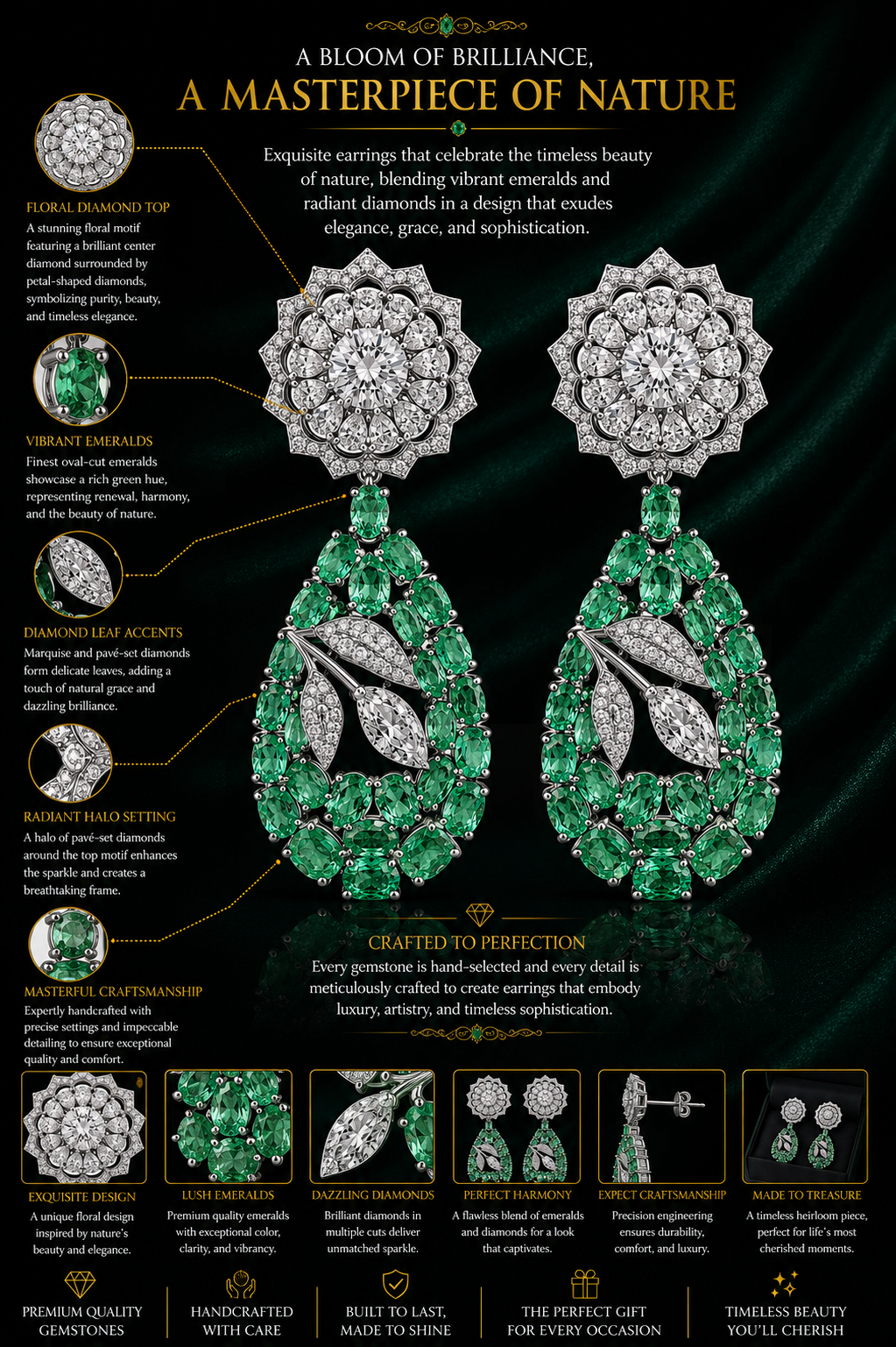 Emerald Floral Diamond Choker Necklace Set
