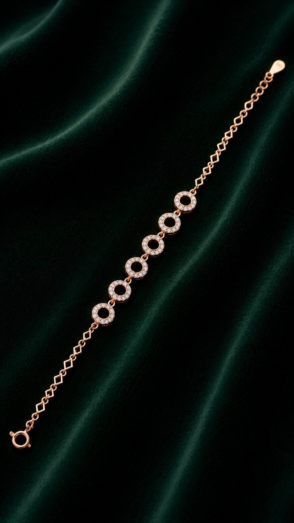 Rose Gold Halo Charm Bracelet