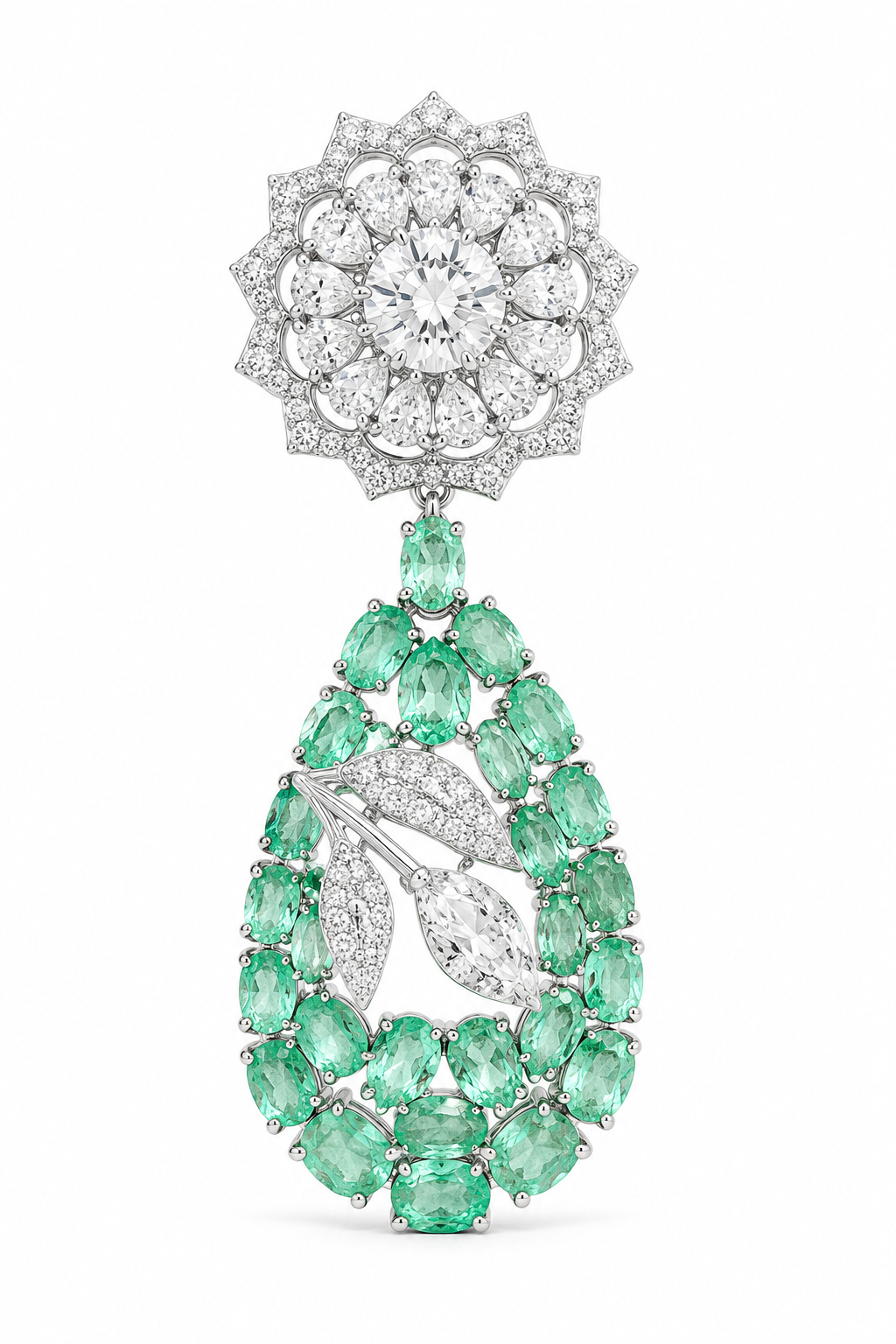 Emerald Floral Diamond Choker Necklace Set