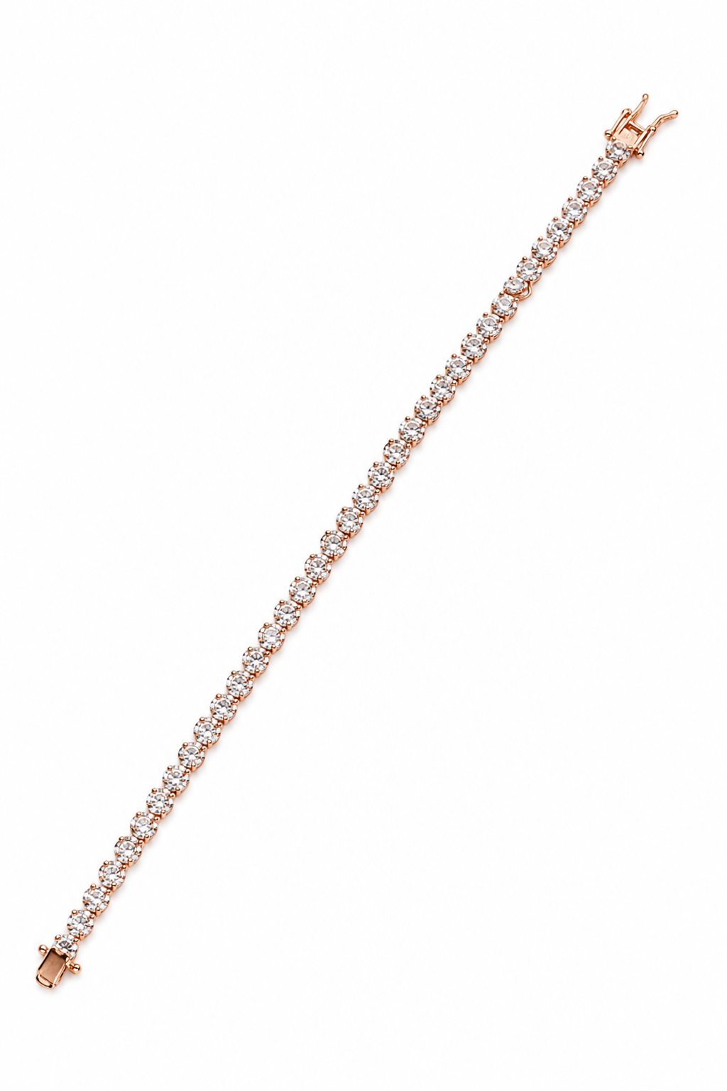 Rose Gold Tennis Bracelet & Crystal Hoop Earrings Set for Women