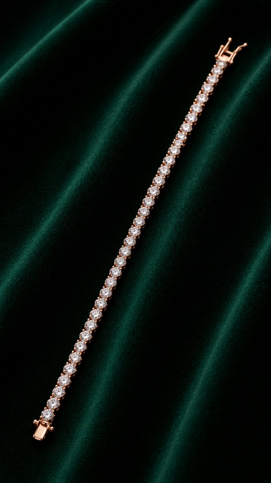 Rose Gold Tennis Bracelet & Crystal Hoop Earrings Set for Women