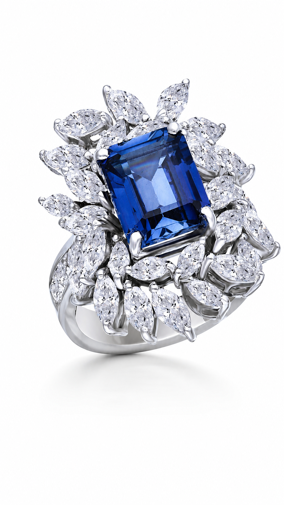 Royal Sapphire Floral Diamond Ring