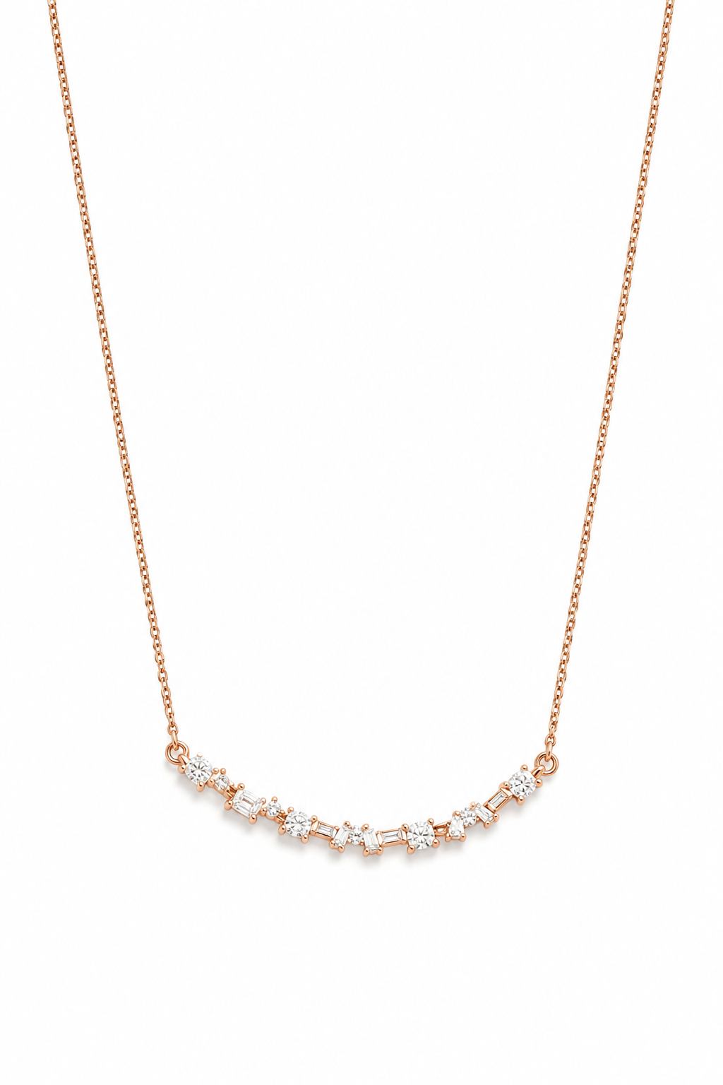 Rose Gold Diamond Curve Necklace