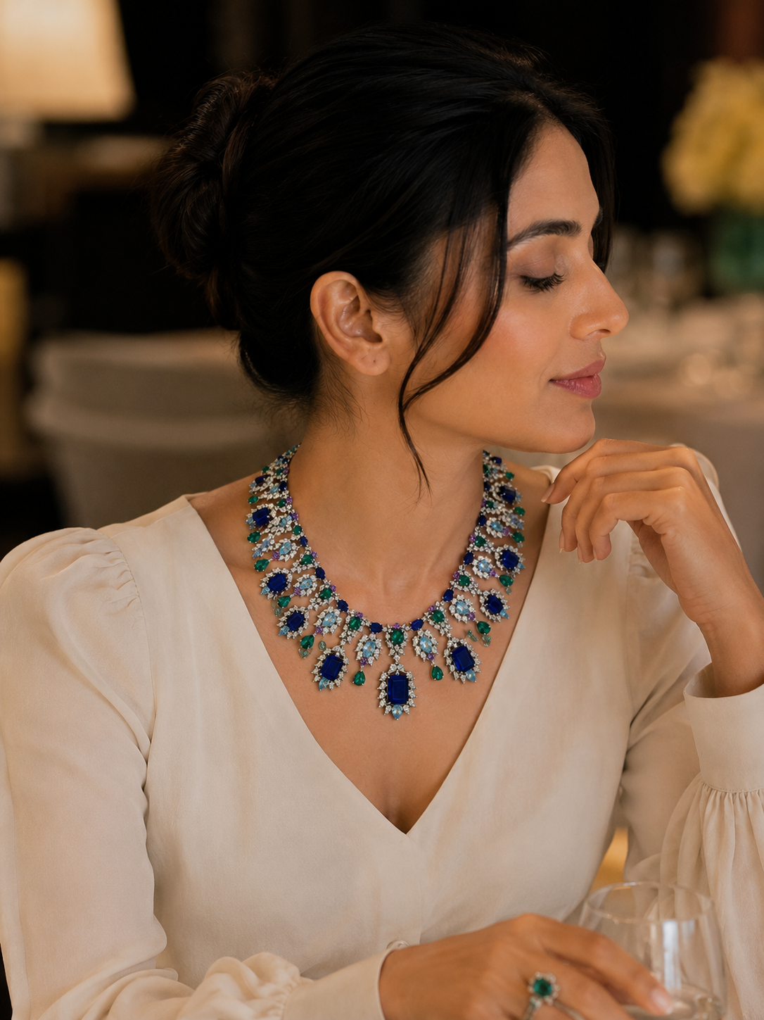 Royal Midnight Mosaic Statement Necklace