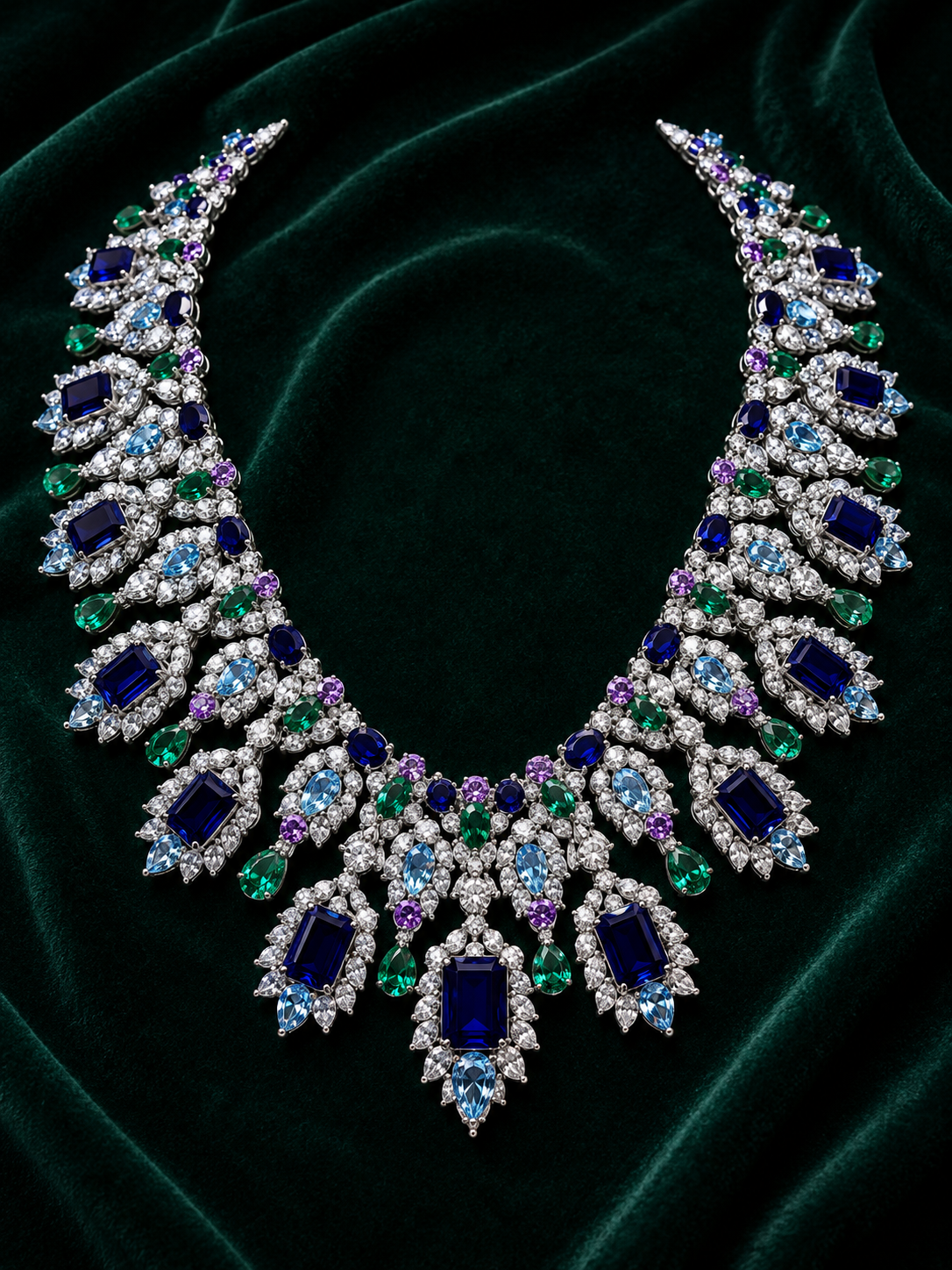 Royal Midnight Mosaic Statement Necklace