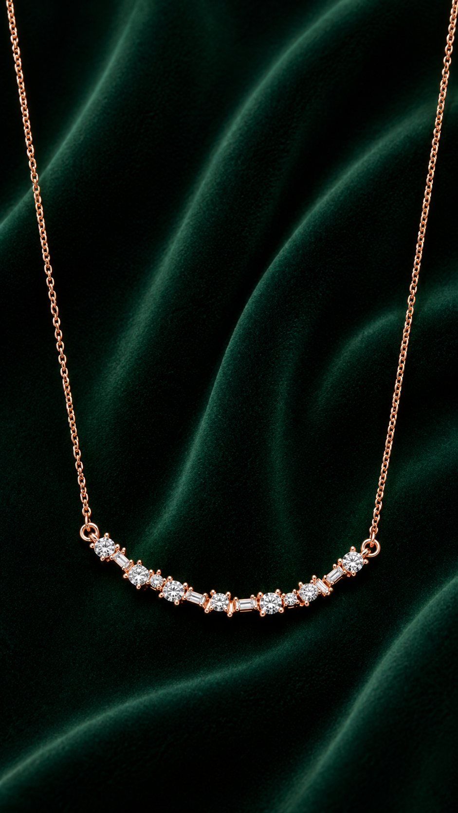Rose Gold Diamond Curve Necklace