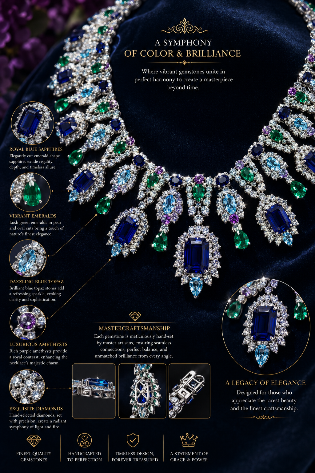 Royal Midnight Mosaic Statement Necklace