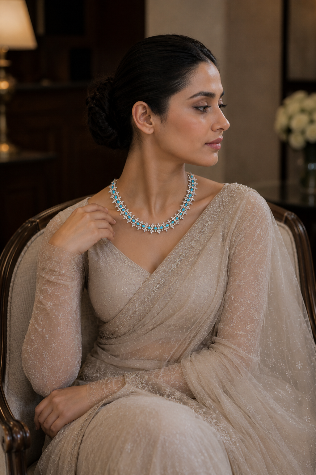 Celestial Turquoise Bloom Diamond Necklace