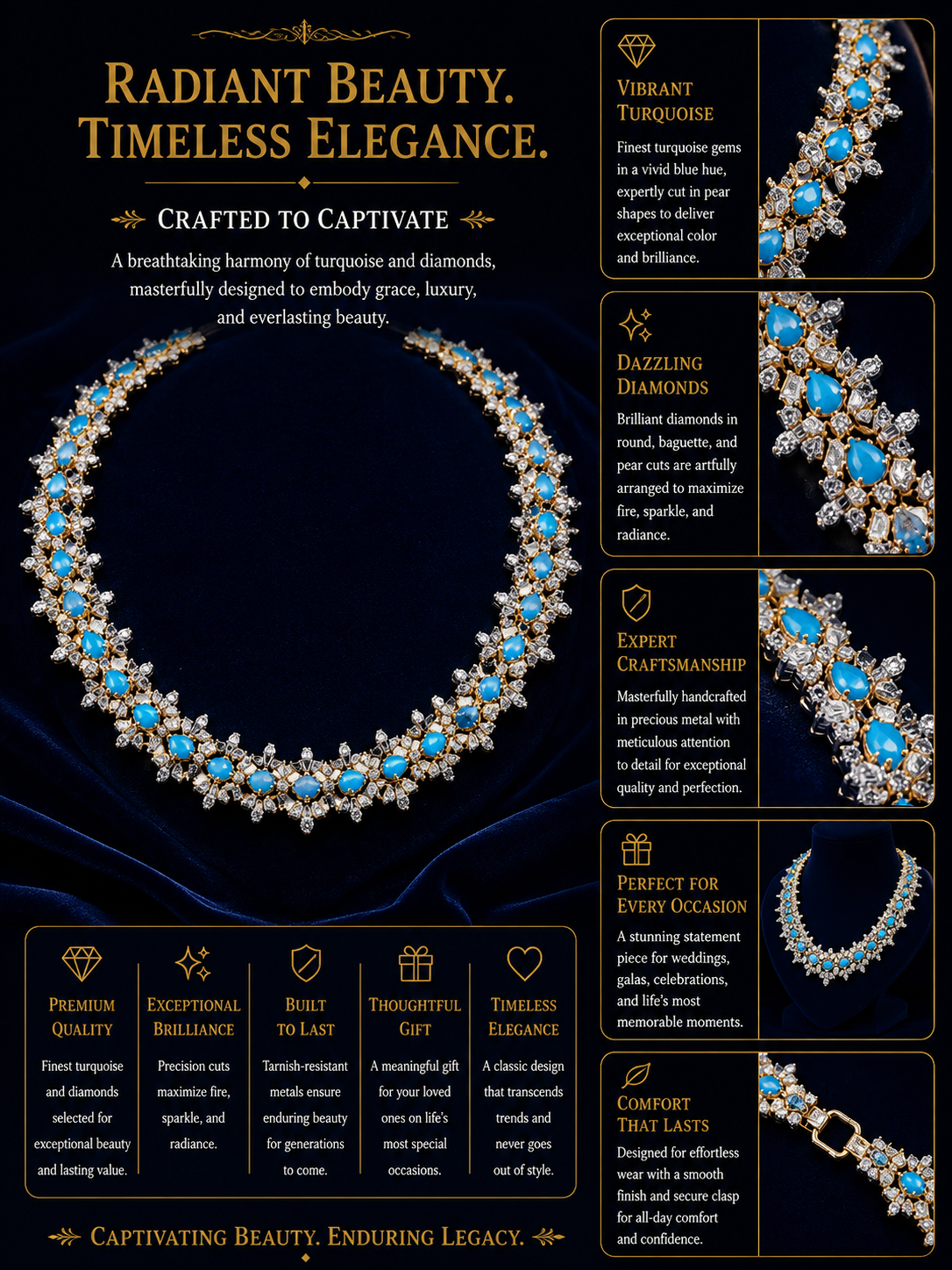Celestial Turquoise Bloom Diamond Necklace