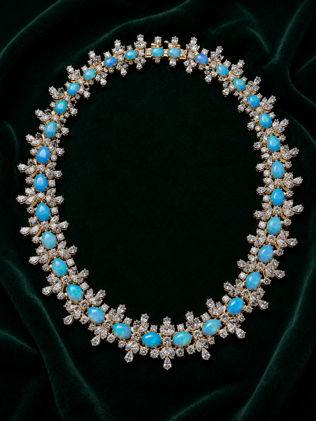 Celestial Turquoise Bloom Diamond Necklace