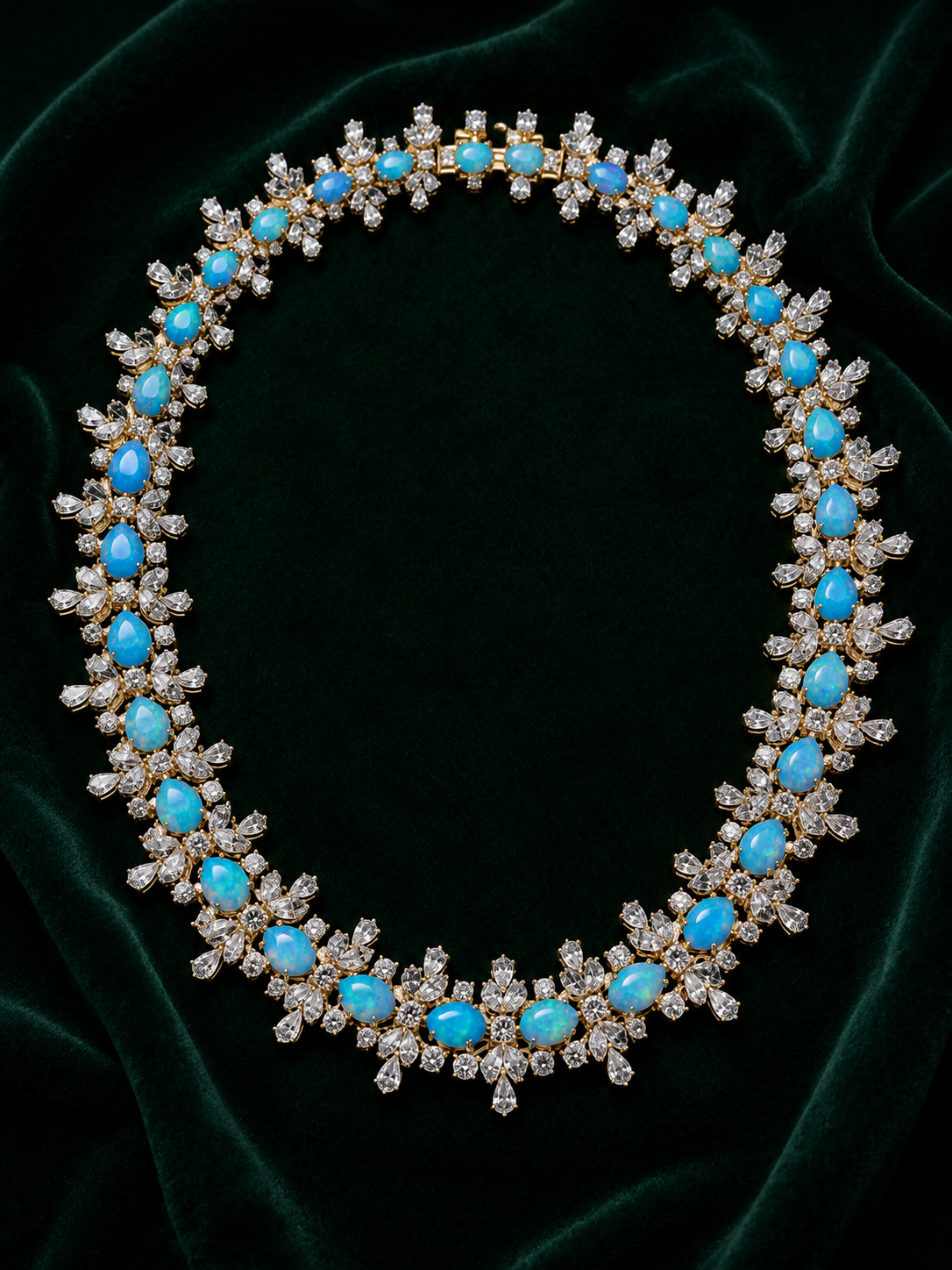 Celestial Turquoise Bloom Diamond Necklace