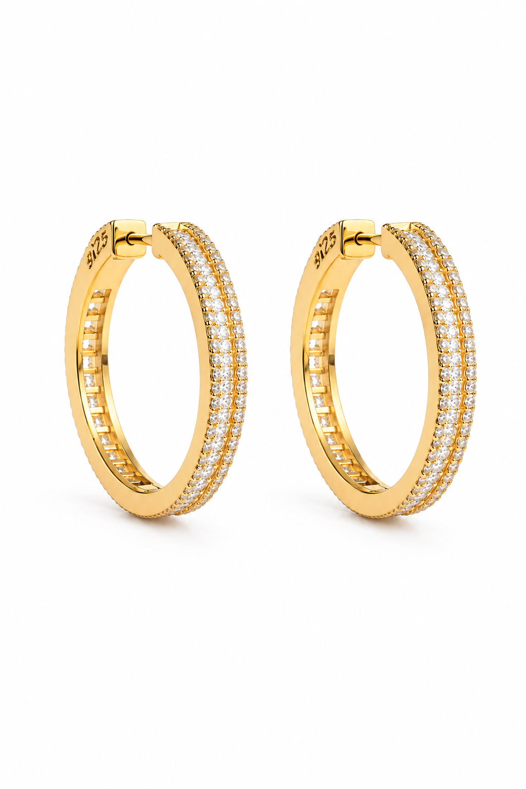 Sparkling Crystal Hoop Earrings for Women – Silver & Gold Finish