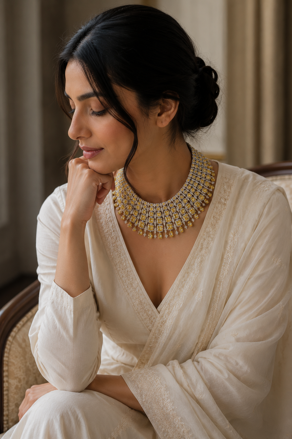Canary Diamond Couture Statement Necklace