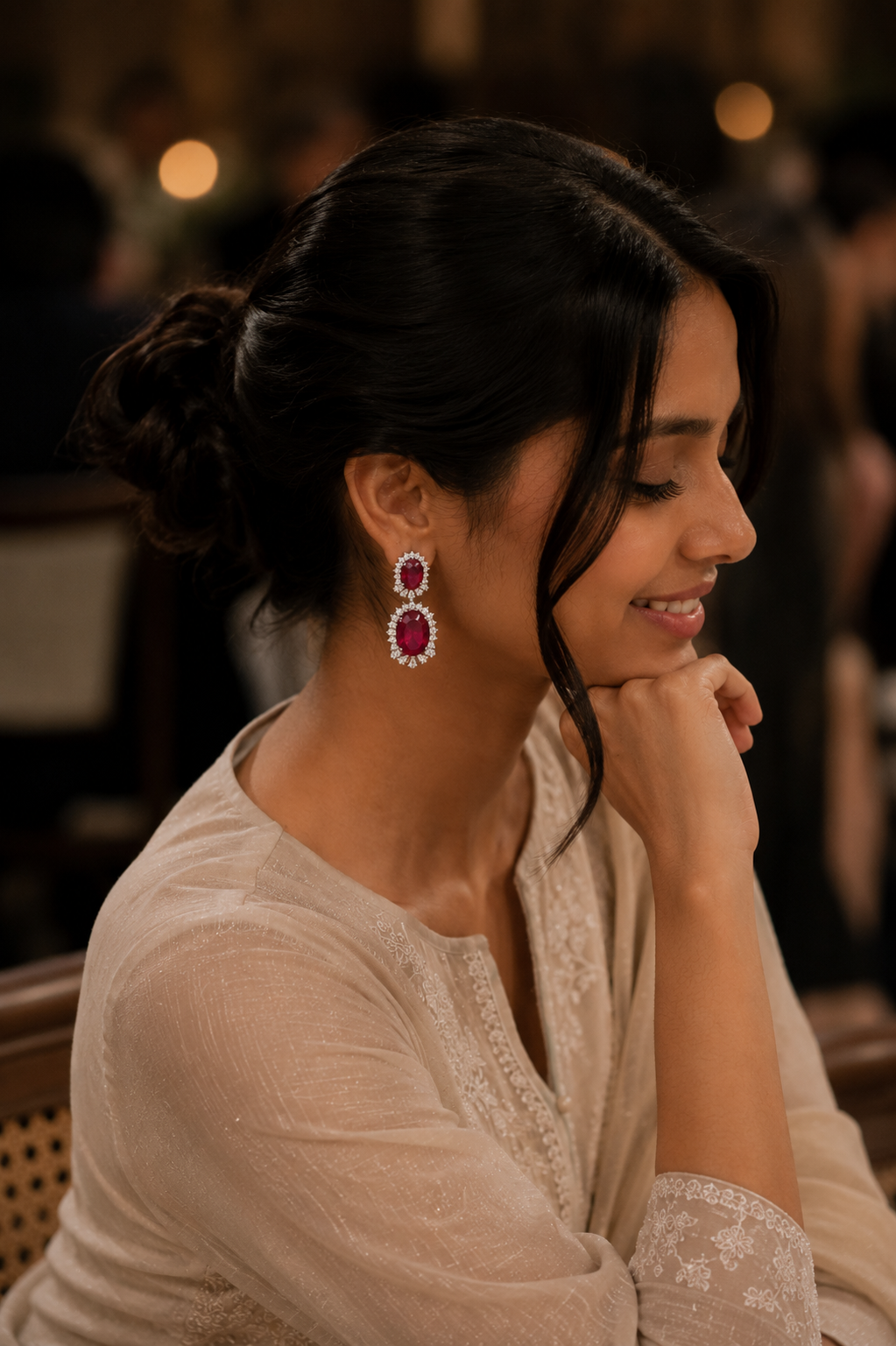 Crimson Royale Double Drop Earrings