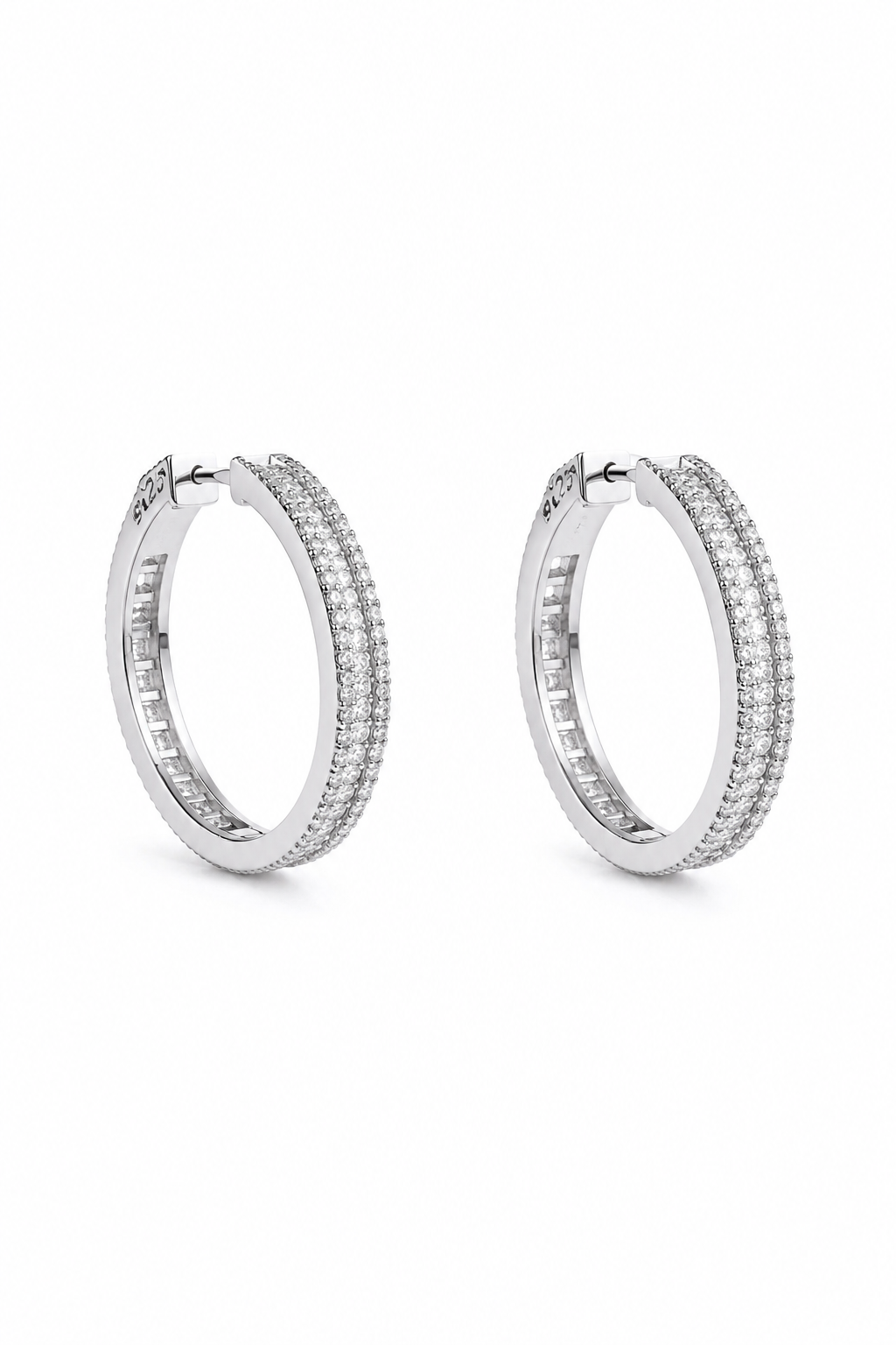 Sparkling Crystal Hoop Earrings for Women – Silver & Gold Finish
