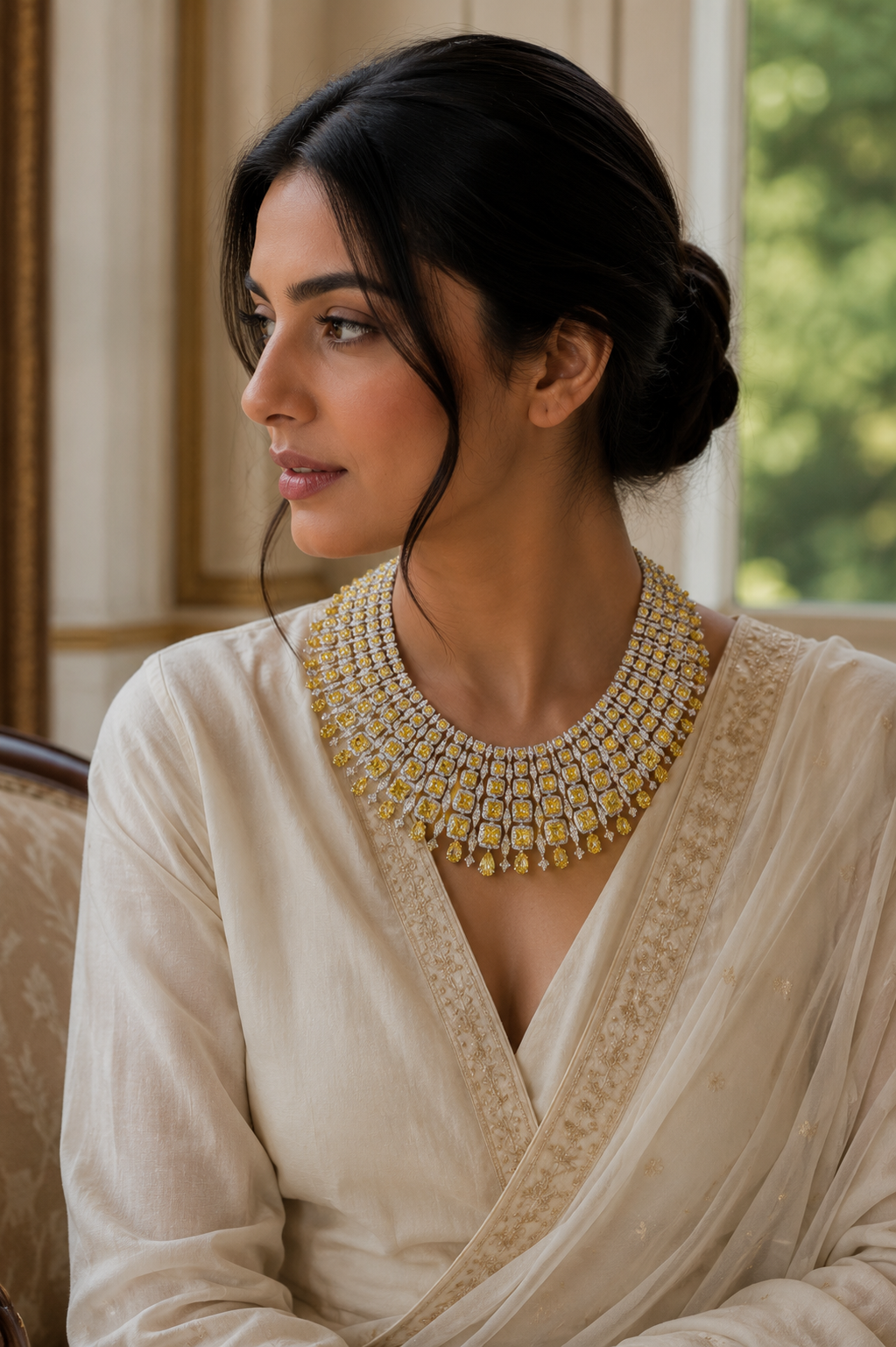 Canary Diamond Couture Statement Necklace