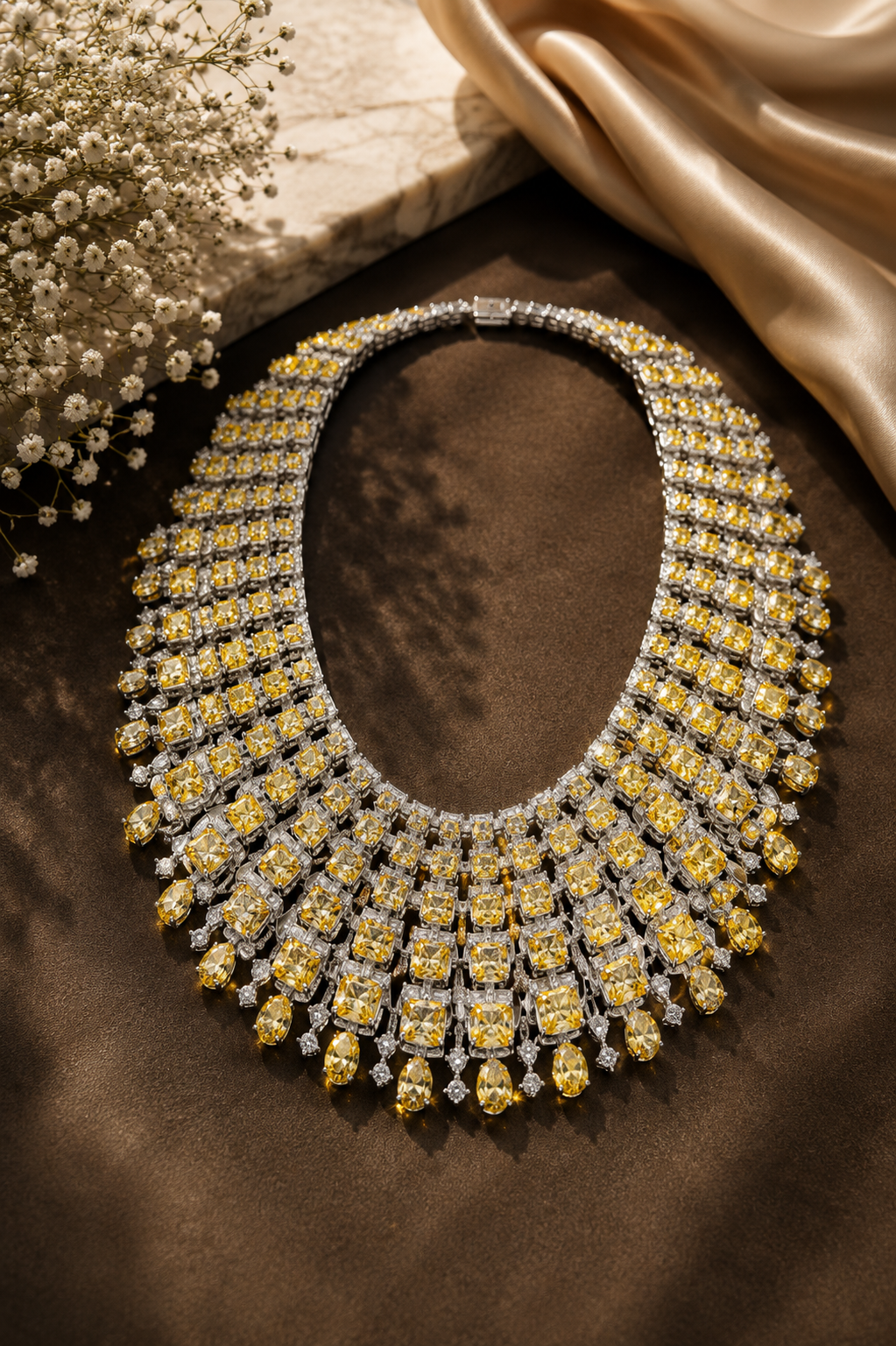 Canary Diamond Couture Statement Necklace