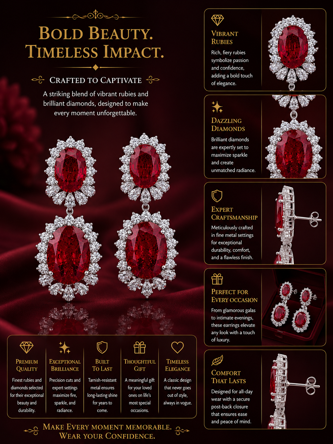 Crimson Royale Double Drop Earrings