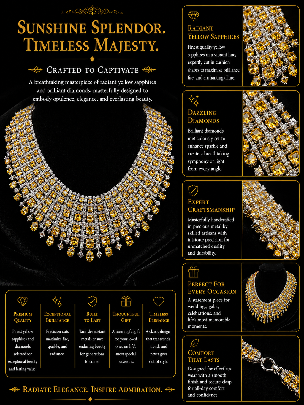 Canary Diamond Couture Statement Necklace