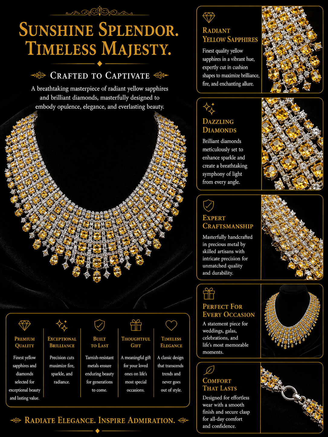Canary Diamond Couture Statement Necklace