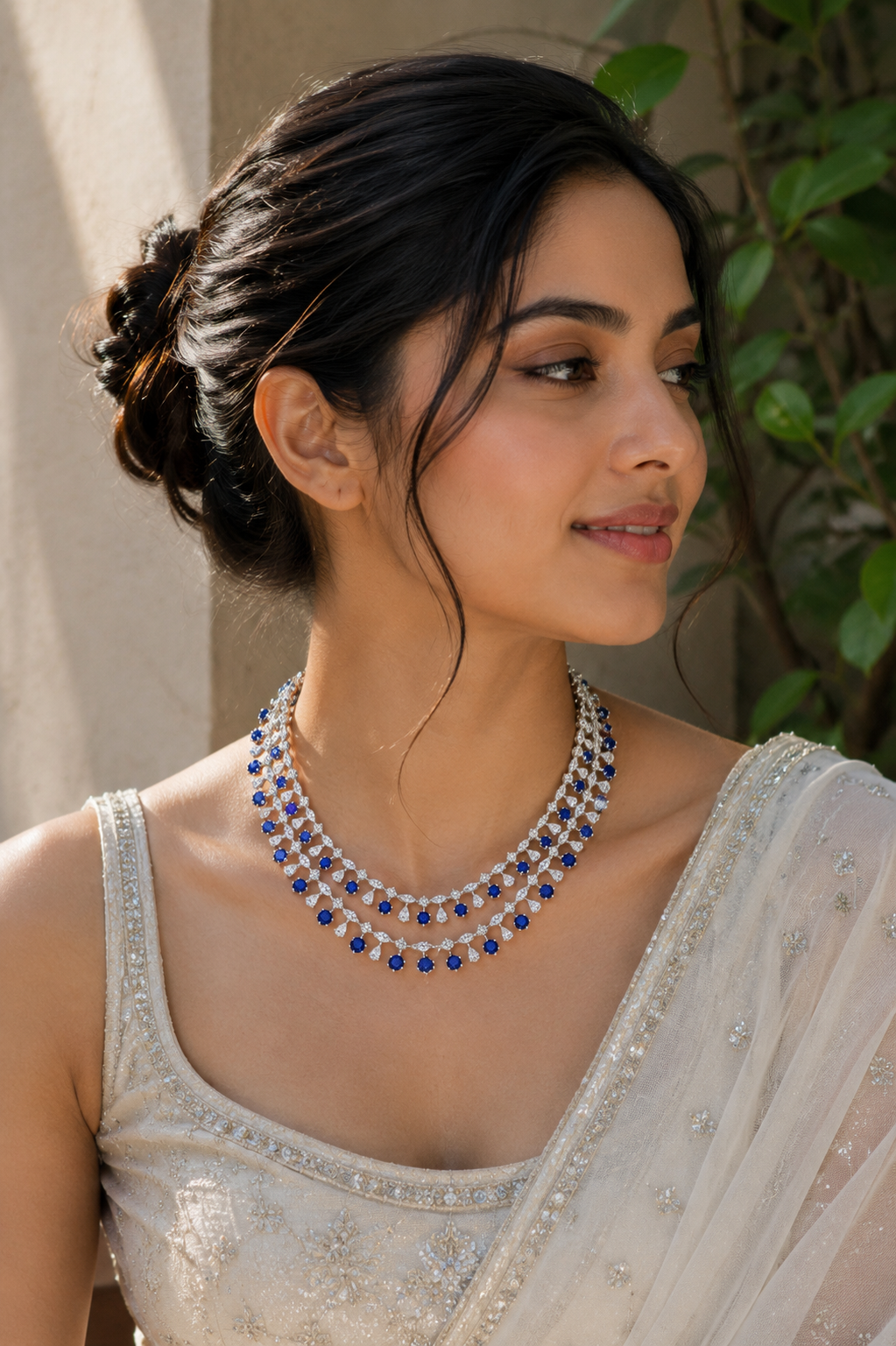 Royal Sapphire Cascade Diamond Necklace