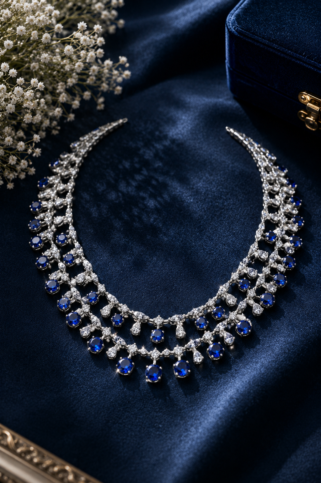 Royal Sapphire Cascade Diamond Necklace