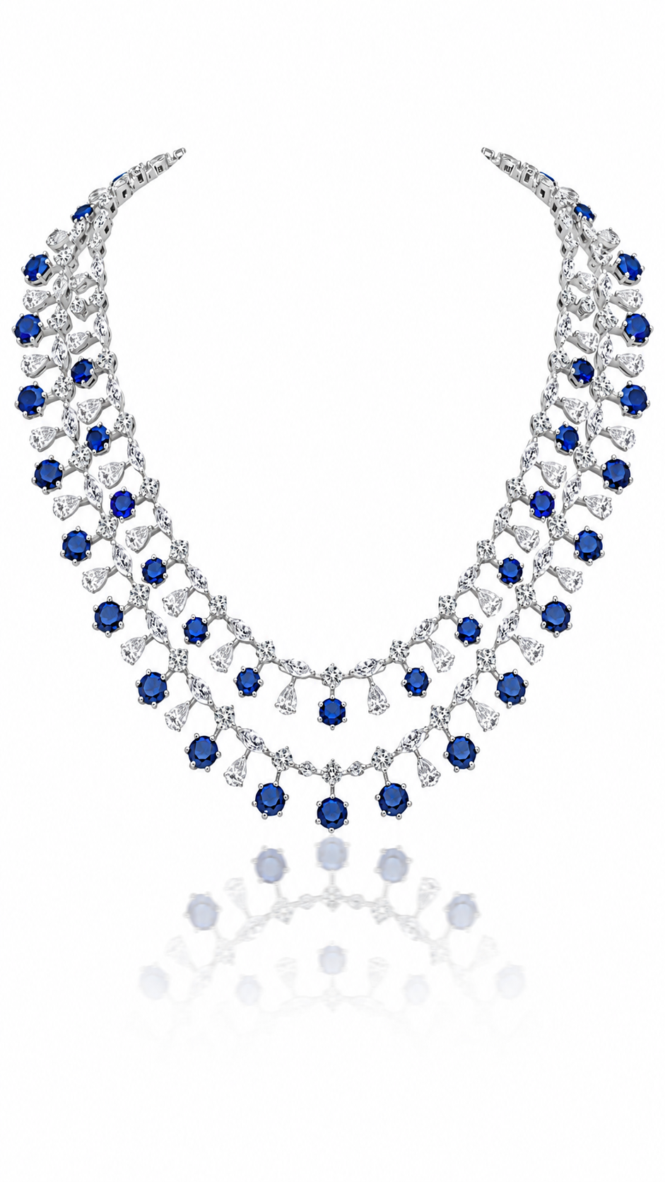 Royal Sapphire Cascade Diamond Necklace