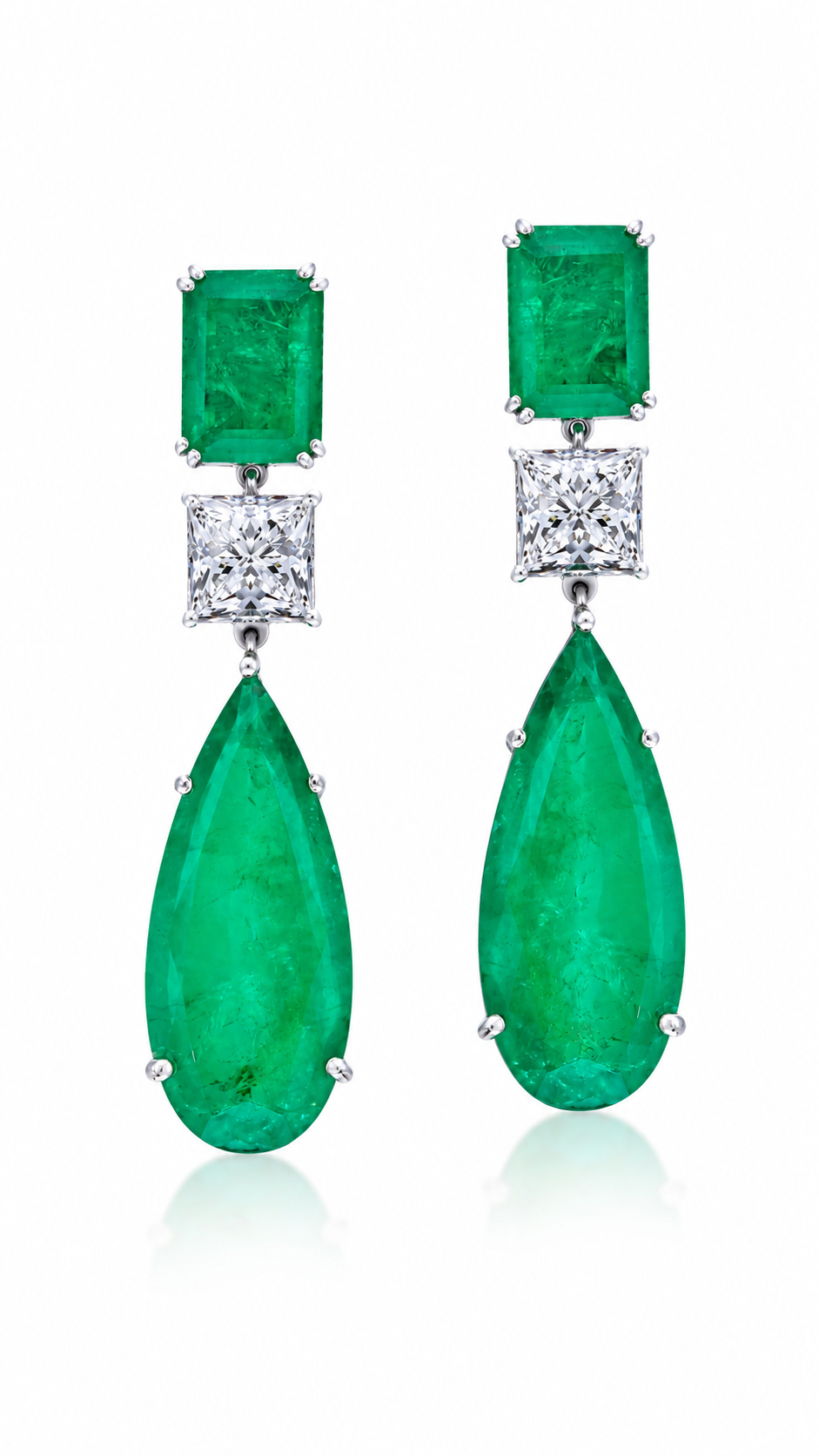 Emerald Cascade Triple Drop Earrings