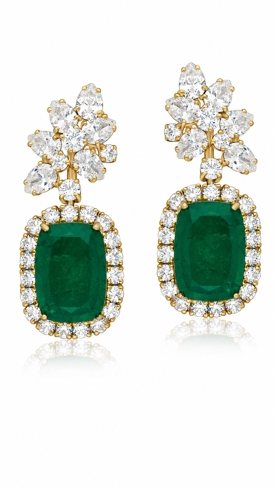 Emerald Halo Floral Drop Earrings