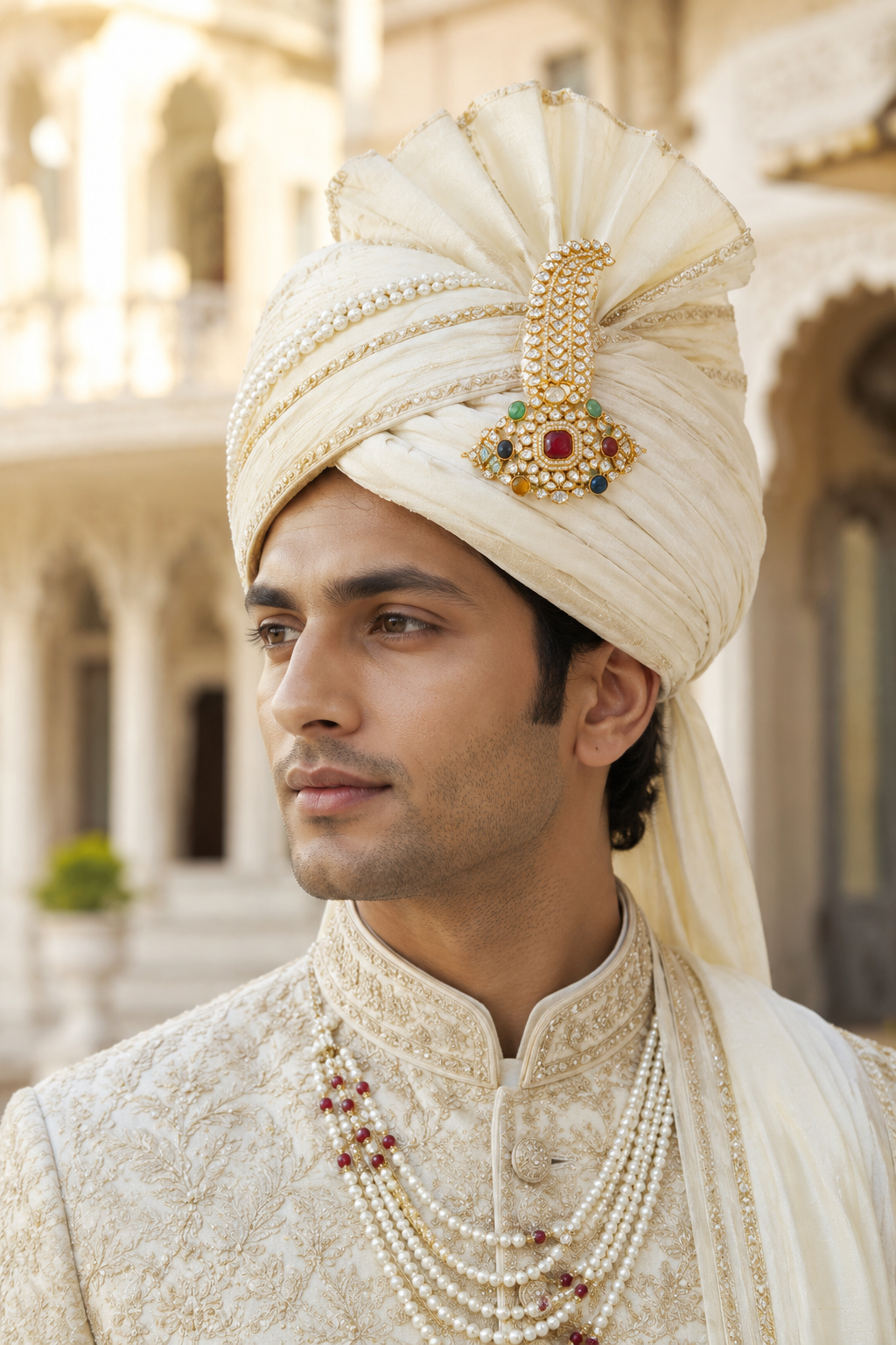 Royal Navratna Kundan Pagdi Kilangi for Men
