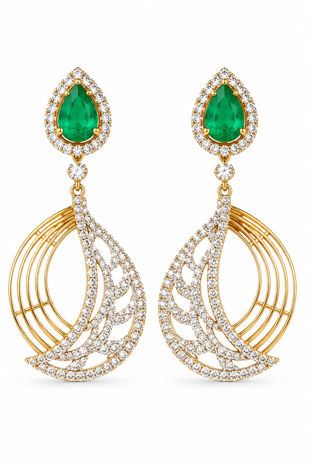 Emerald Crystal Designer Drop Earrings
