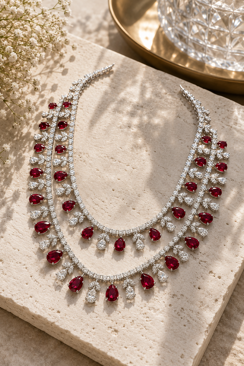 Ruby Royale Layered Statement Necklace