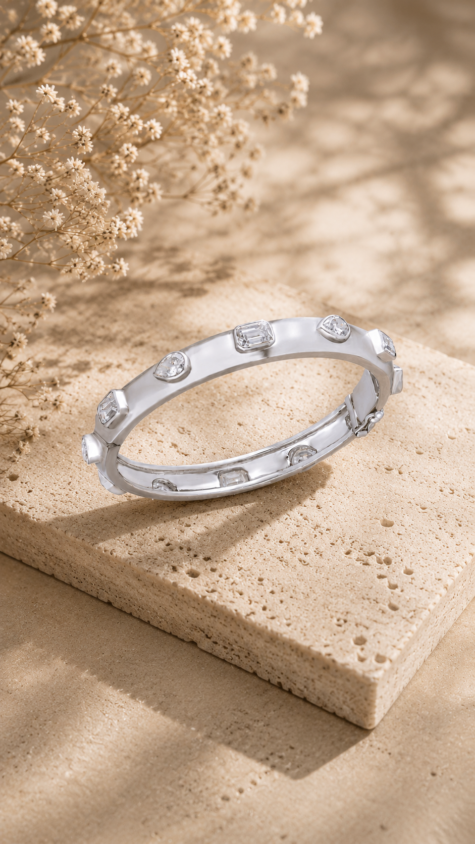 Mixed-Cut Diamond Station Bangle Bracelet